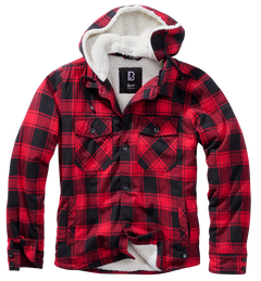 Brandit Lumberjacket jakna s kapuco, rdeča-črna