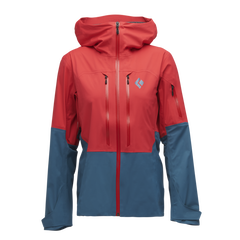 Black Diamond Recon Lt Stretch Shell women's ski jacket, coral red-creek blue