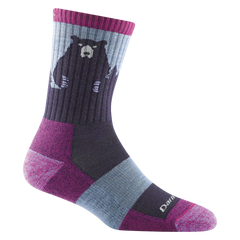 Darn Tough Bear Town Micro Crew Lightweight Cushion Hiking Socks, Purple