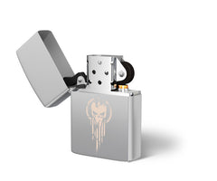 DRAGOWA Skull Lighter with Engraving, Silver