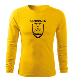 DRAGOWA Fit-T μακρυμάνικο μπλουζάκι σλοβενικό έμβλημα με επιγραφή, κίτρινο