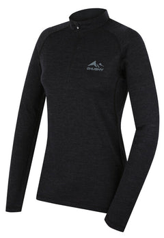 HUSKY Merino termo majica z dolgimi rokavi Merow zadrga, črna, L