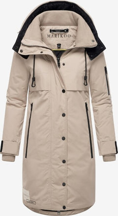 Marikoo Anoukaa women's winter jacket with hood, Light taupe