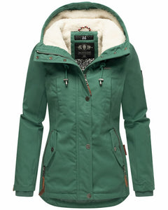 Marikoo Bikoo women's winter parka with hood, dusty green