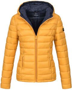 Marikoo Lucy women's transitional jacket with hood, yellow