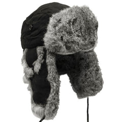 MFH winter sheepskin hat with fur, black