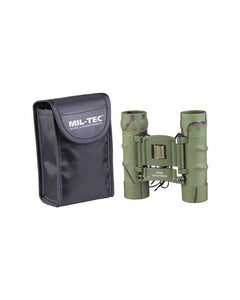 Mil-Tec Binoculars 10x25 GEN II Rubber Coated with Case, Woodland