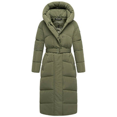 Navahoo EISBLICK women's long winter jacket, olive leaf