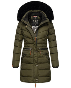 Navahoo Paula ženska zimska parka s kapuco, Dark olive w. BF