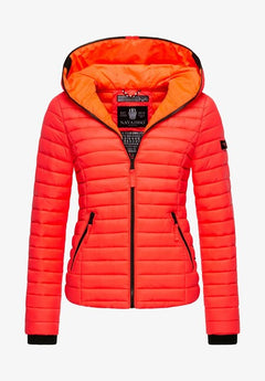 Navahoo Kimuk women's transitional jacket with hood, Neon coral