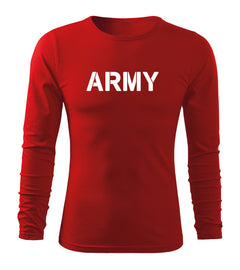 DRAGOWA Fit-T majica z dolgimi rokavi army 160 g/m², rdeča