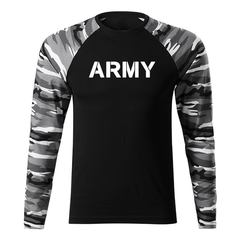 DRAGOWA Fit-T majica z dolgimi rokavi army 160 g/m², metro
