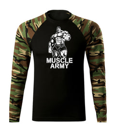 DRAGOWA Fit-T majica z dolgimi rokavi muscle army man 160 g/m², woodland