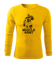 DRAGOWA Fit-T majica z dolgimi rokavi muscle army man 160 g/m², rumena