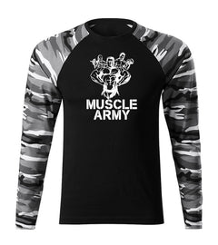 DRAGOWA Fit-T majica z dolgimi rokavi muscle army team 160 g/m², metro