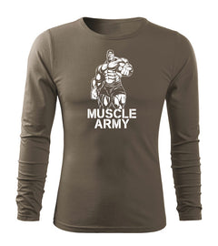 DRAGOWA Fit-T majica z dolgimi rokavi muscle army man 160 g/m², olivna