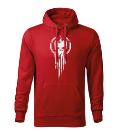 DRAGOWA moški pulover s kapuco skull 320 g/m², rdeča
