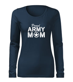 DRAGOWA Slim γυναικείο army mom μακρυμάνικο μπλουζάκι 160 g/m², σκούρο μπλε