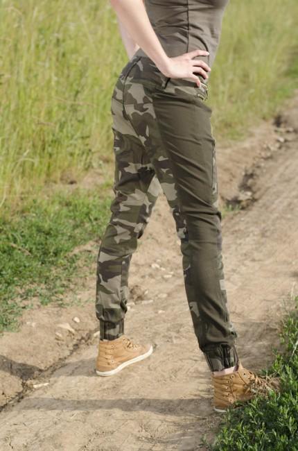 O&T Garment hlače ženski denim s nizkim pasom, woodland