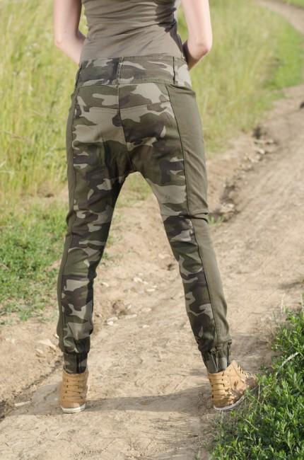 O&T Garment hlače ženski denim s nizkim pasom, woodland