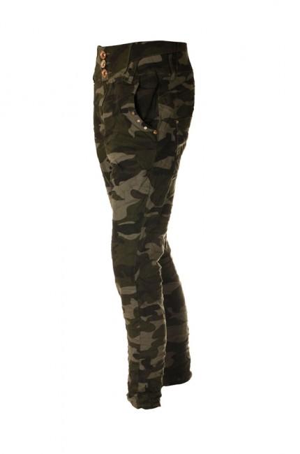 O&T garment Woodland črne hlače ženski s nizkim pasom
