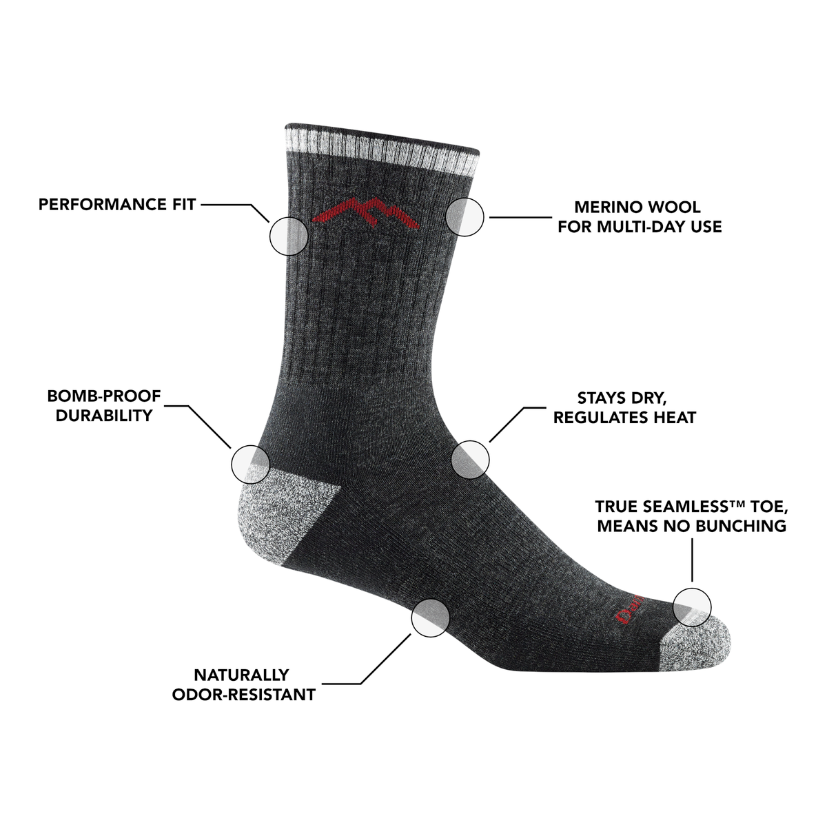 Darn Tough Hiker Micro Crew Midweight Cushion Hiking Socks, Walnut