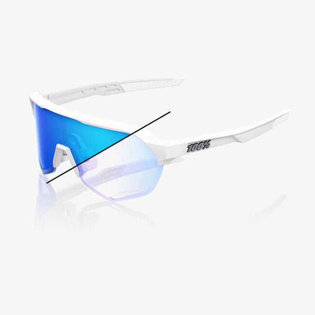 100% S2 sončna očala Bastille LE, Pearl White Glitter - Blue Mirror Photochromic