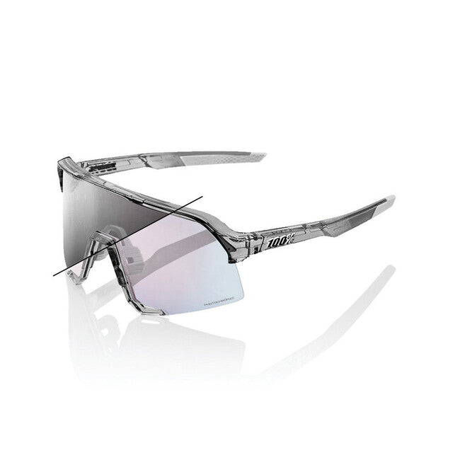 100% S3 sončna očala, Polished Translucent Grey - Rose Gold Mirror Photochromic Lens