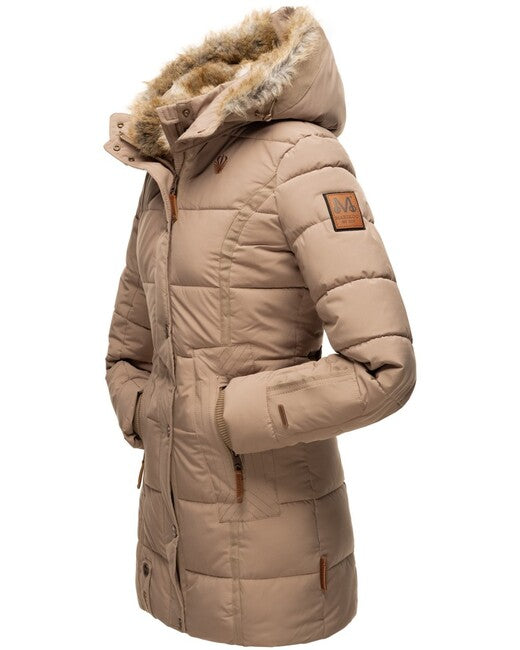 Marikoo LIEBLINGS JACKE ženska zimska jakna s kapuco, Taupe