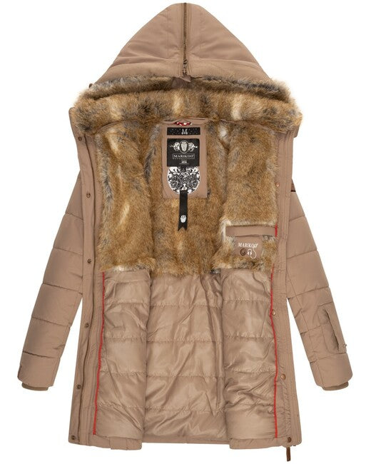 Marikoo LIEBLINGS JACKE ženska zimska jakna s kapuco, Taupe