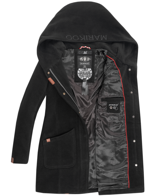 Marikoo MAIKOO ženski zimski plašč s kapuco, črna