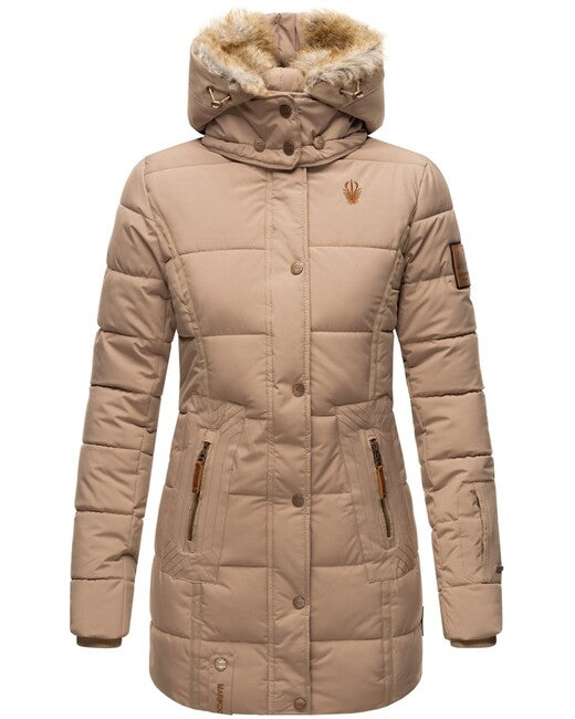 Marikoo LIEBLINGS JACKE ženska zimska jakna s kapuco, Taupe