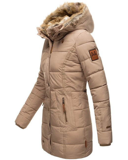 Marikoo LIEBLINGS JACKE ženska zimska jakna s kapuco, Taupe