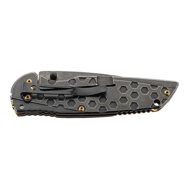 Herbertz žepni nož enoročni 8,6cm, nerjavečega jekla, medenina, Stonewash