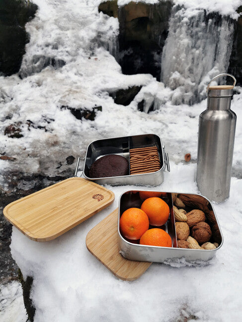 Origin Outdoors Bamboo-Clip Lunch Box Stainless Steel 1.2L