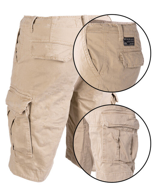 Mil-Tec VINTAGE kratke hlače bombažne zadnošene, khaki