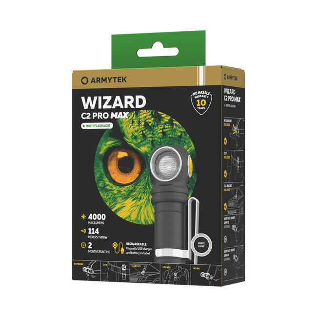 ArmyTek Wizard C2 Pro Max ročna svetilka LED z magnetskim nosilcem napajanje iz akumulatorja 1440, bela, 3720 lm