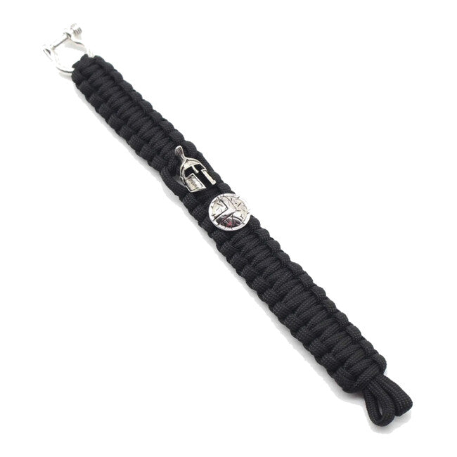 WARAGOD Paracord Spartan Bracelet with Metal Clasp Hanta, Black