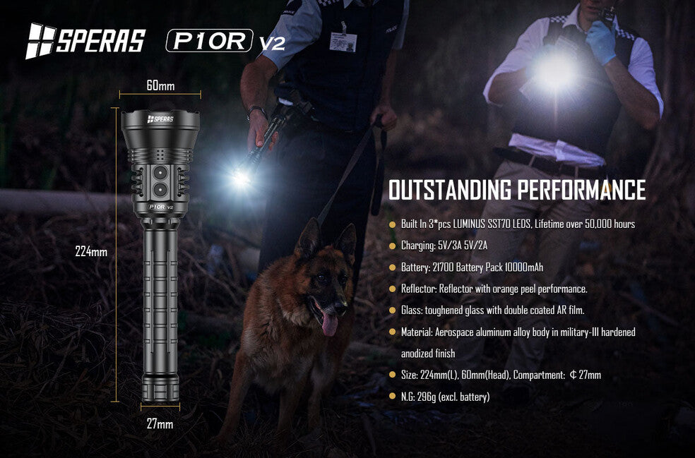 Speras P10R V2 polnilna LED svetilka 10000LM