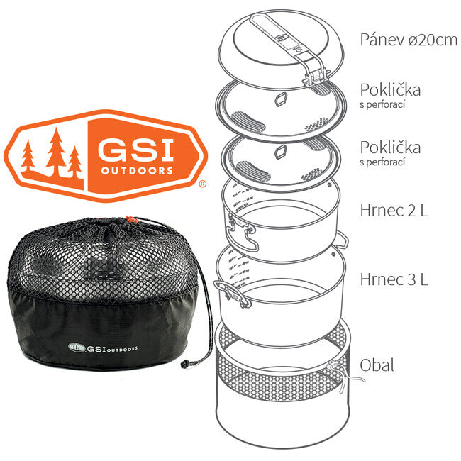 GSI Outdoors Glacier komplet posode za kampiranje 2+3 l
