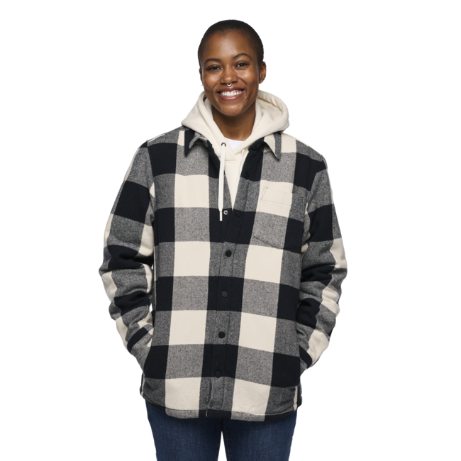 Black Diamond Project Lined Flannel flanelasta ženska srajca, black-off white plaid