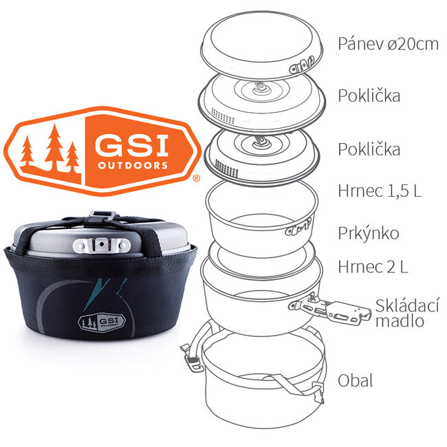 GSI Outdoors Pinnacle Base Camper kampinski komplet za jedilni pribor