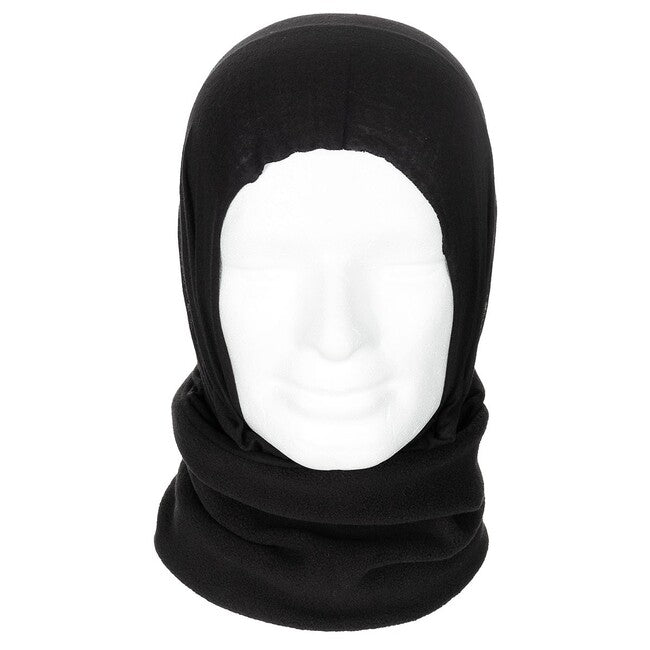 MFH ovratnik s pokrivalom za glavo fleece, črn