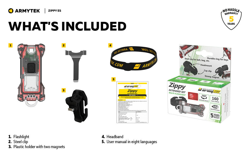 Armytek Zippy ES LED Set Flashlight and Keychain, Blue