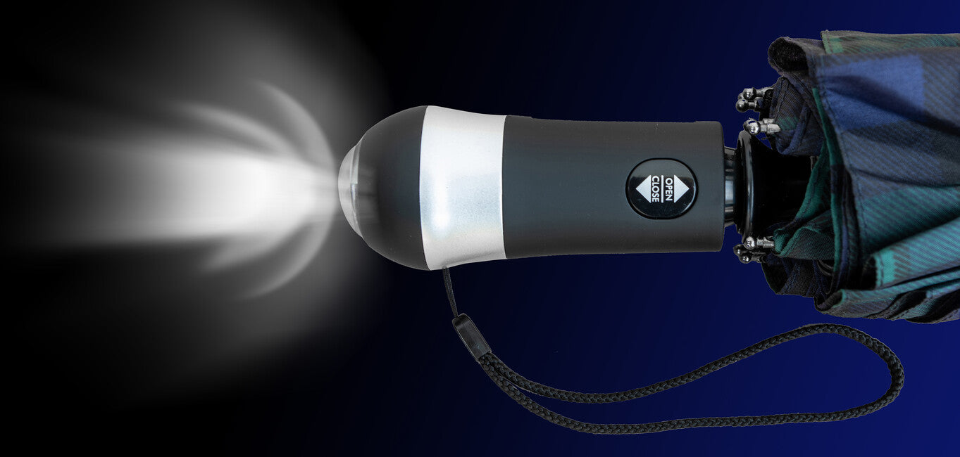 Origin Outdoors LED-Trek kompakten dežnik LED, modro-zelen