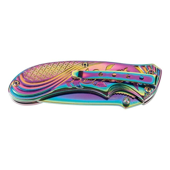 Herbertz Rainbow enoročni žepni nož iz nerjavečega jekla s titanskim zamazom, mavričen, 8cm