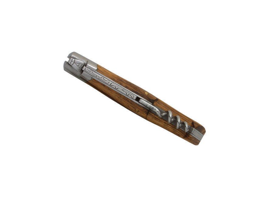 Laguiole DUB042 Pocket Knife with Corkscrew, 12cm Blade, 420 Steel, Zebrawood Handle