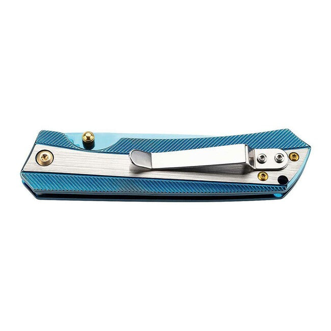 Herbertz One-Hand Folding Knife 9cm, Stainless Steel, Titanium Coated, Blue-Gold