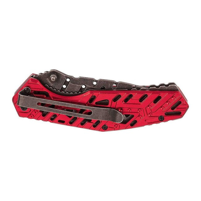 Herbertz žepni nož enoročni 9cm, aluminijast, rdeč, Stonewash