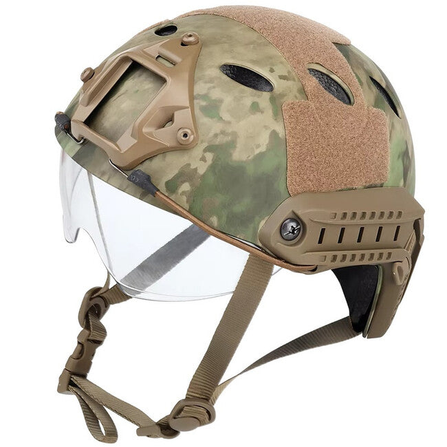 DRAGOWA Tactical Fast PJ Tactical Helmet with Bolt Goggles, Digital Woodland